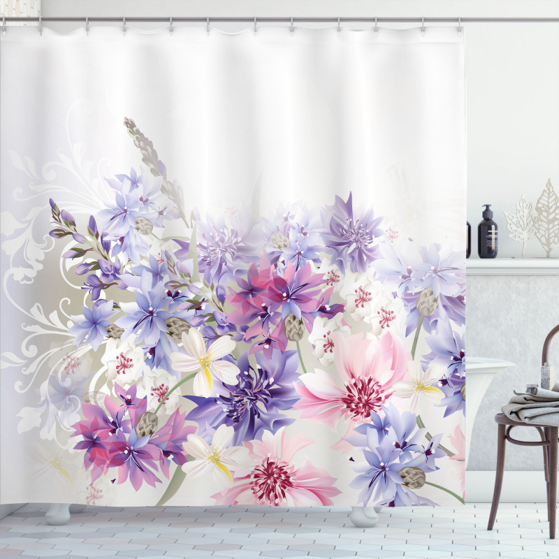 Pink Purple Flowers Shower Curtain