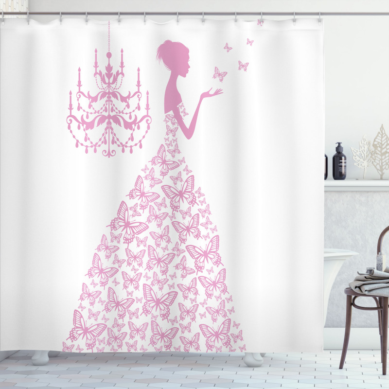 Princess with Butterflies Gown Shower Curtain