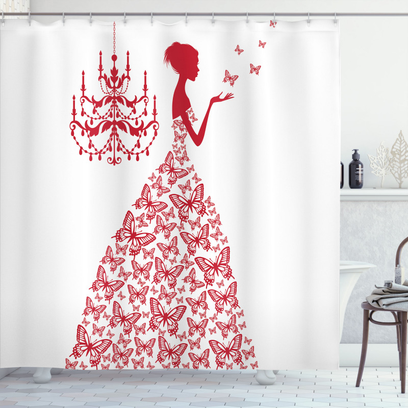 Monochrome Butterfly Princess Shower Curtain