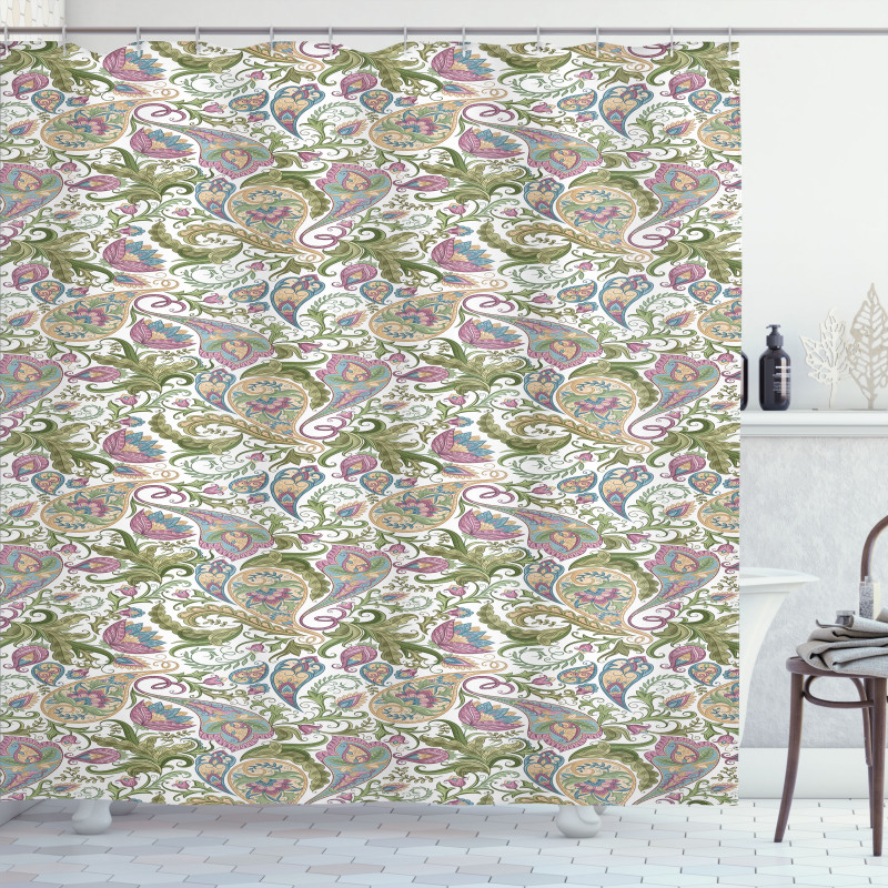 Vintage Style Floral Shower Curtain