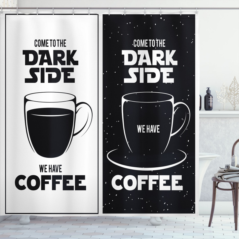 Space and Coffee Themed Shower Curtain