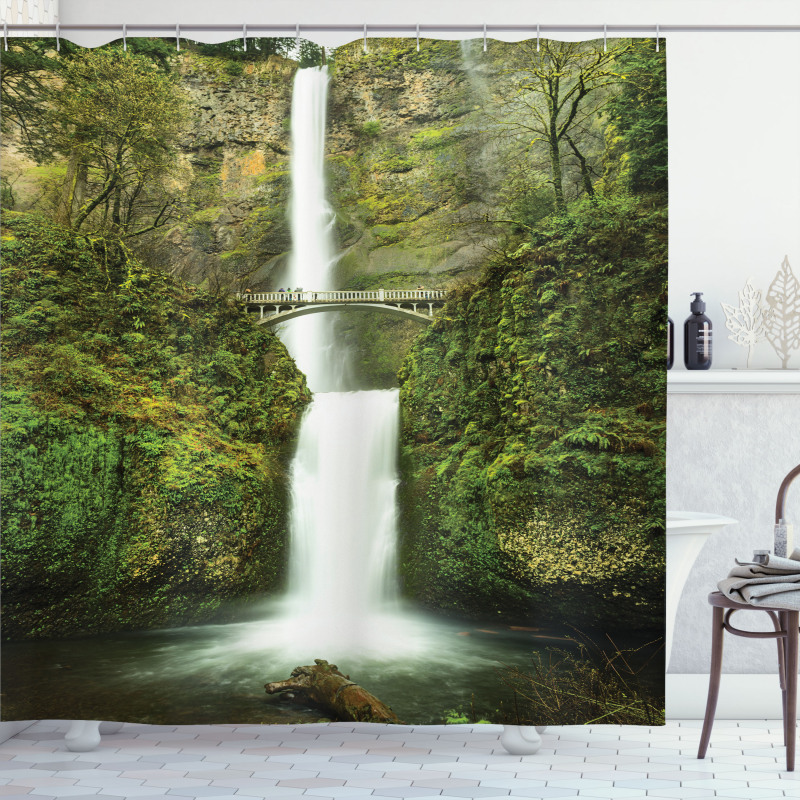 Waterfall Oregon Bridge Shower Curtain