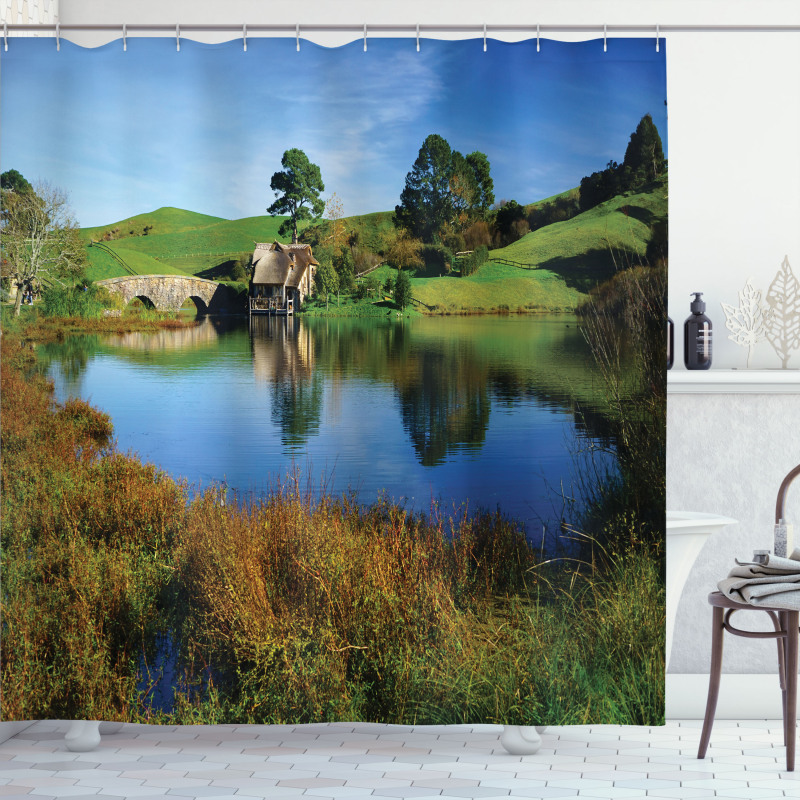 Hobbit Land Village House Shower Curtain