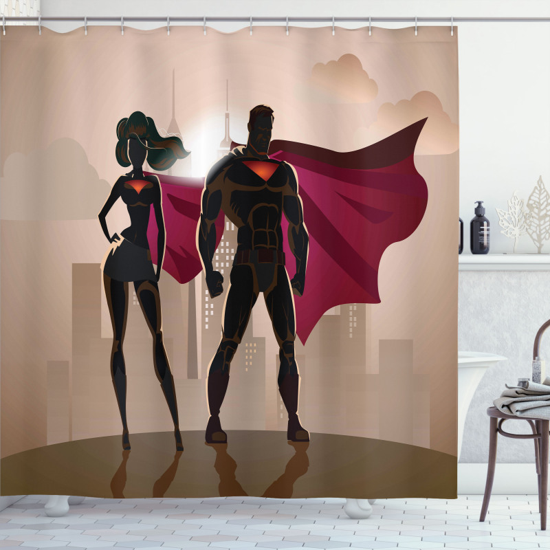 City Hero Hot Couple Shower Curtain