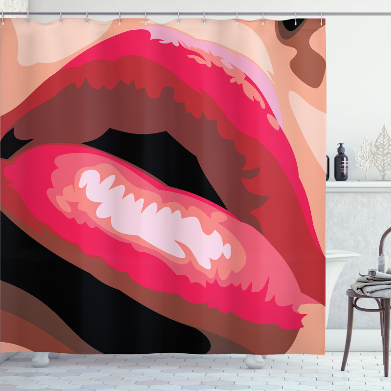 Woman Red Lips Charming Mouth Shower Curtain