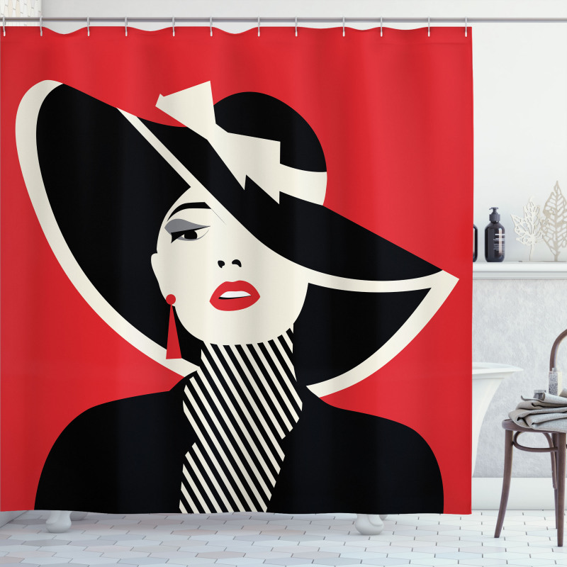 Women with Vintage Hat Shower Curtain
