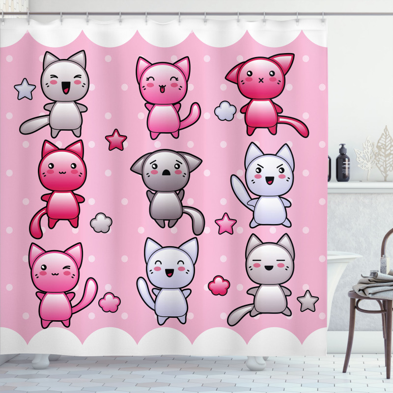 Funny Japanese Doodle Shower Curtain