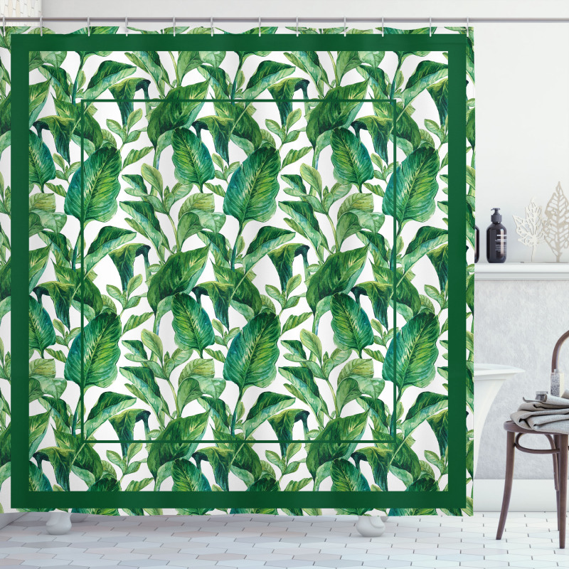 Large Tropical Leaves Shower Curtain