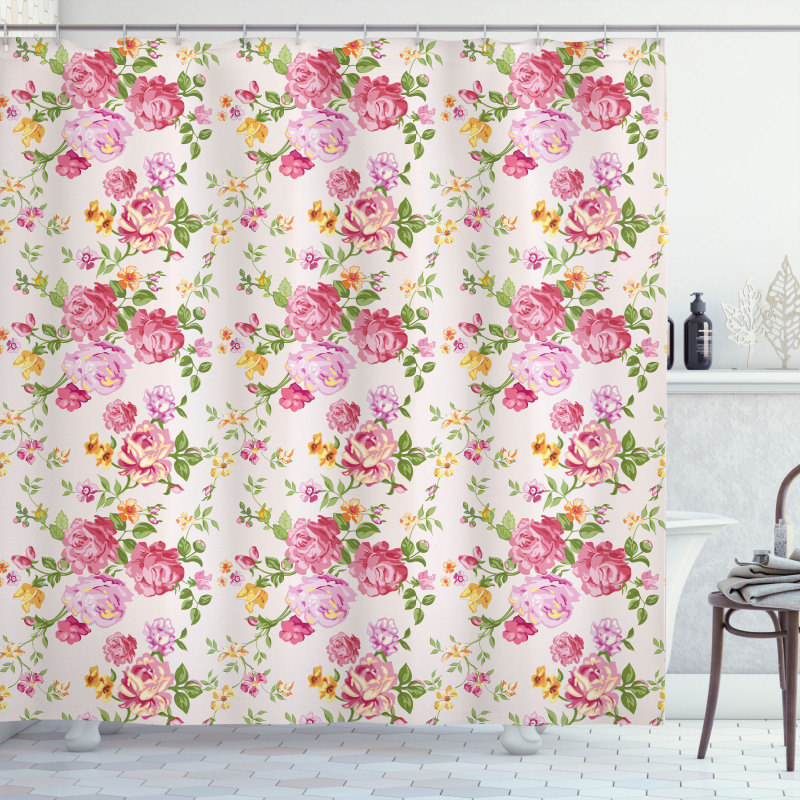 Spring Wild Roses Blooming Shower Curtain