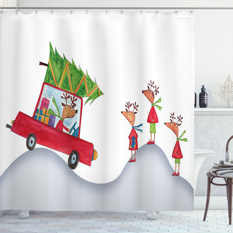 Reindeer Family Noel Shower Curtain