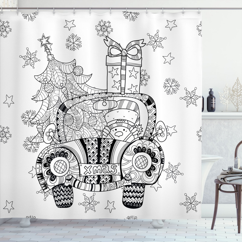 Black and White Xmas Shower Curtain