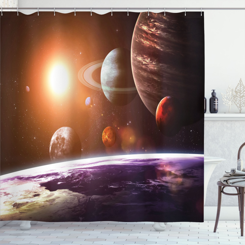 Space View Solar System Shower Curtain