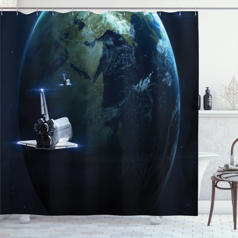 Spaceship Earth Fiction Shower Curtain