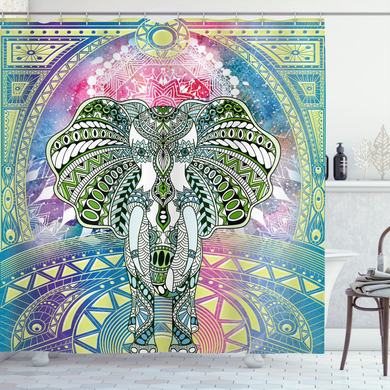 Ancient Figures Elephant Shower Curtain