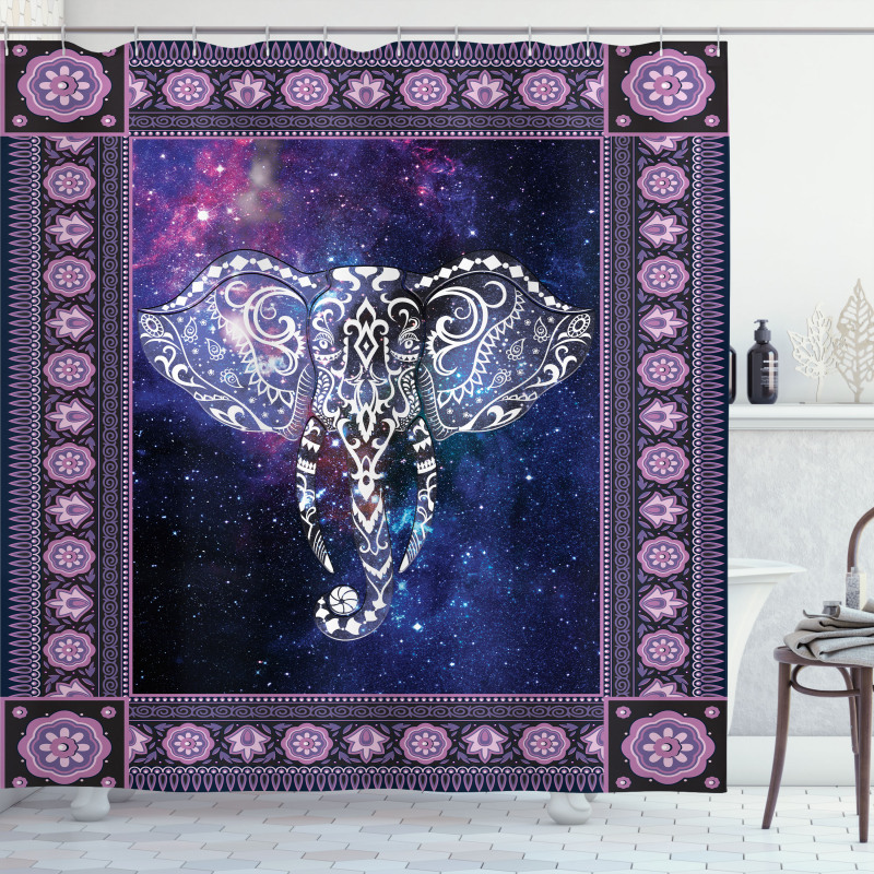 Space Galaxy Elephant Shower Curtain