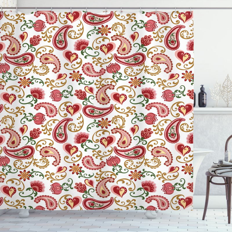 Style Rose Motif Shower Curtain