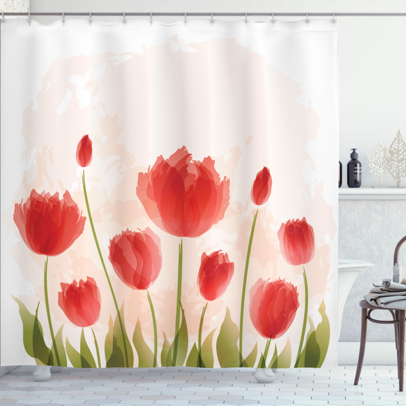 Romantic Tulip Blossoms Shower Curtain