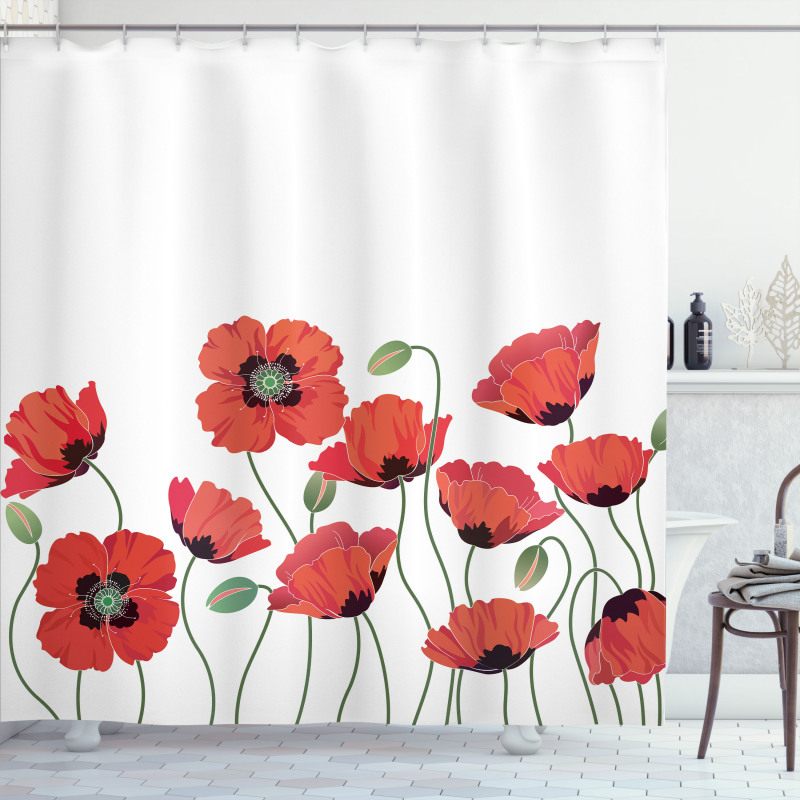 Natural Poppy Garden Shower Curtain