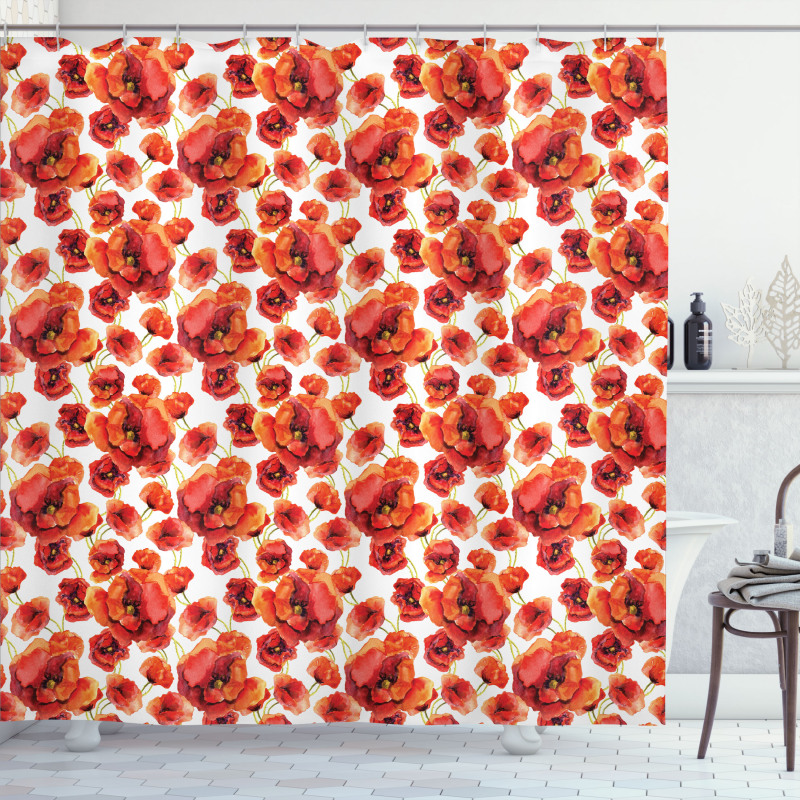 Red Poppy Flowers Shower Curtain