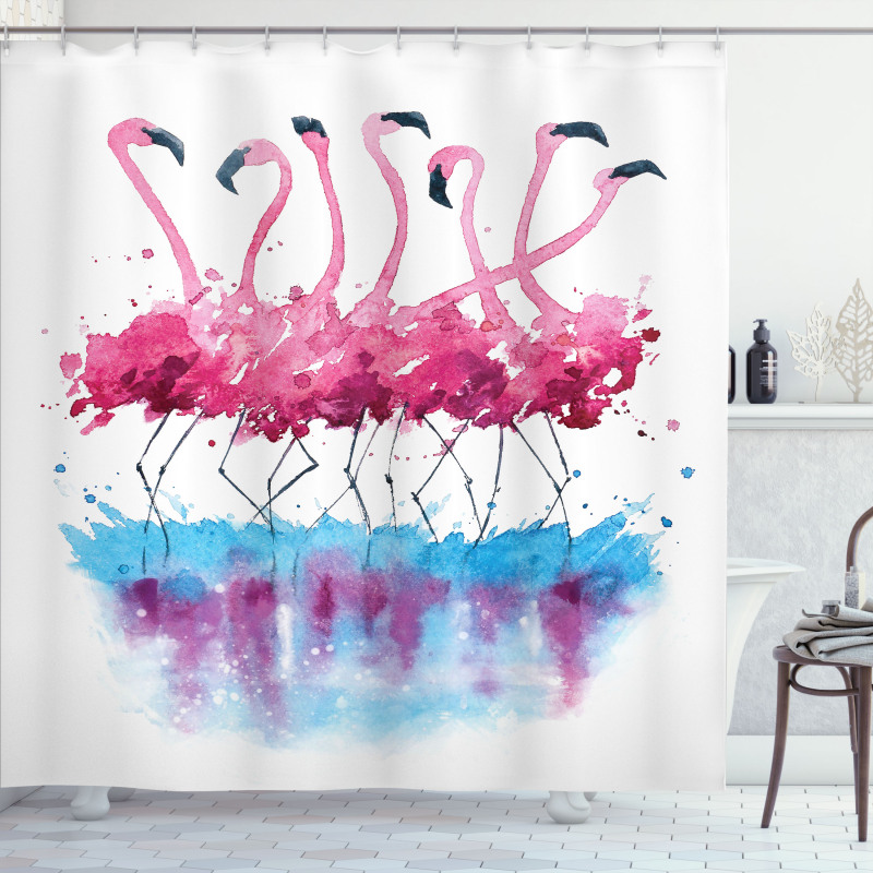 Flamingo and Bird Shower Curtain