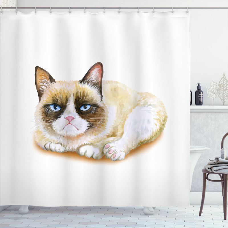 Grumpy Angry Cat Love Shower Curtain