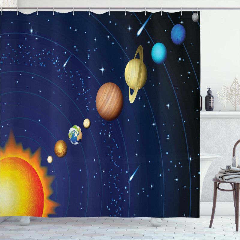 Solar System with Sun Shower Curtain