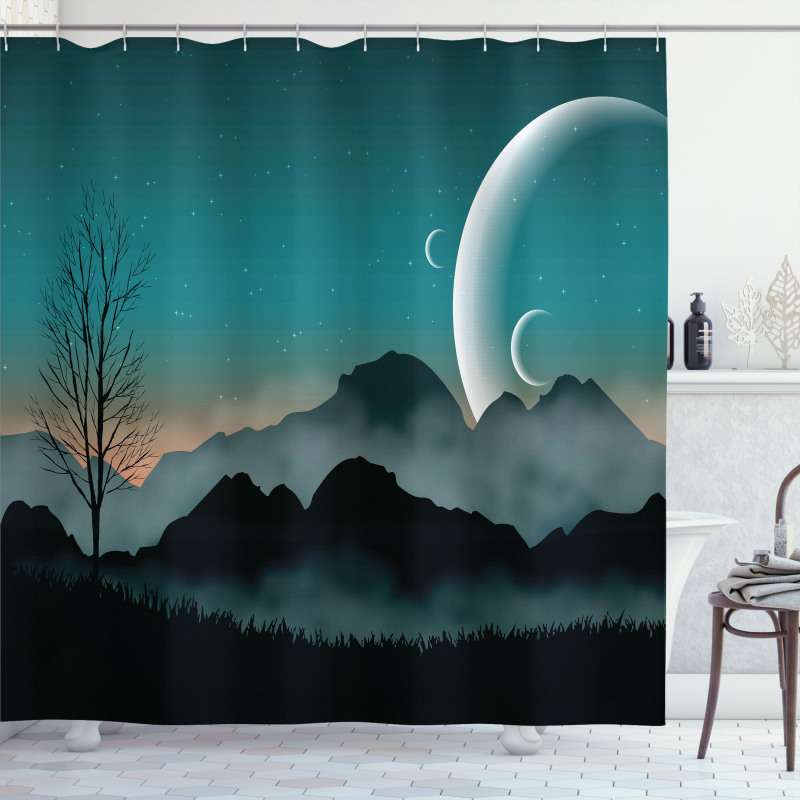 Night Sky on Mountain Shower Curtain