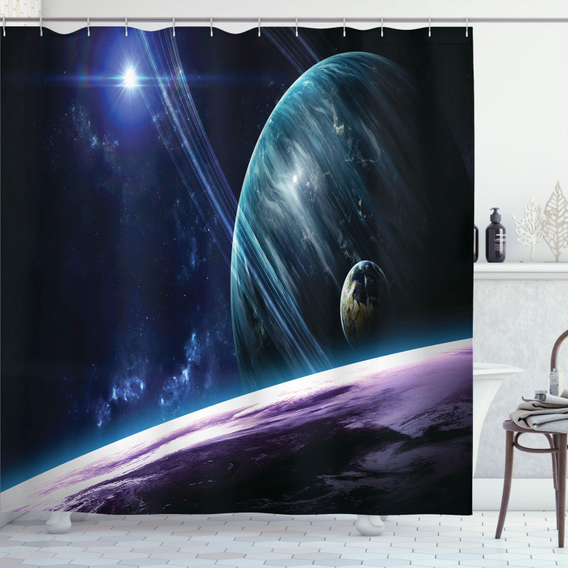 Universe with Planets Shower Curtain