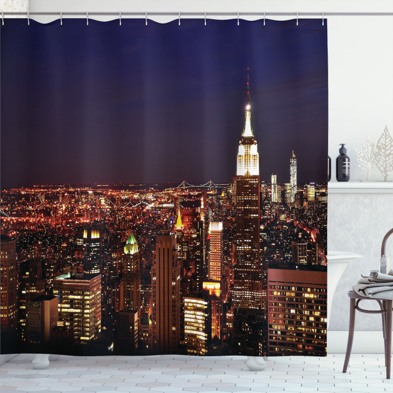 New York Manhattan Nİght Shower Curtain