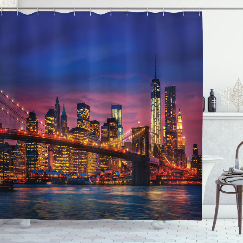 NYC with Neon Shower Curtain
