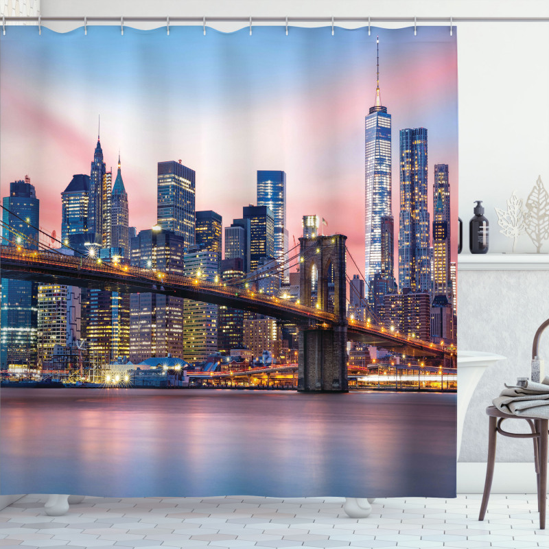 Sunrise in Brooklyn Bridge Shower Curtain