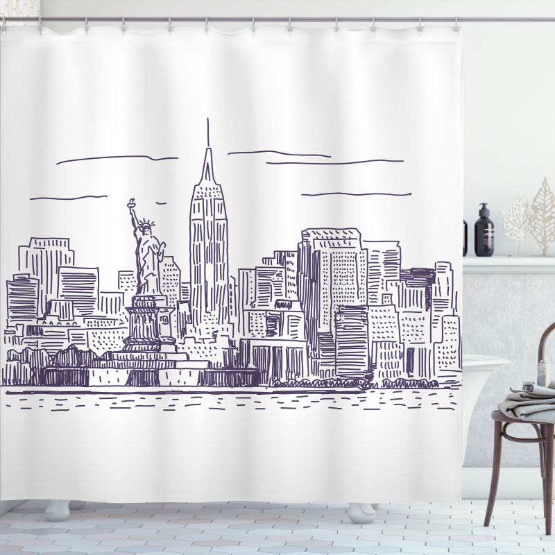 Sketchy NYC Island Shower Curtain