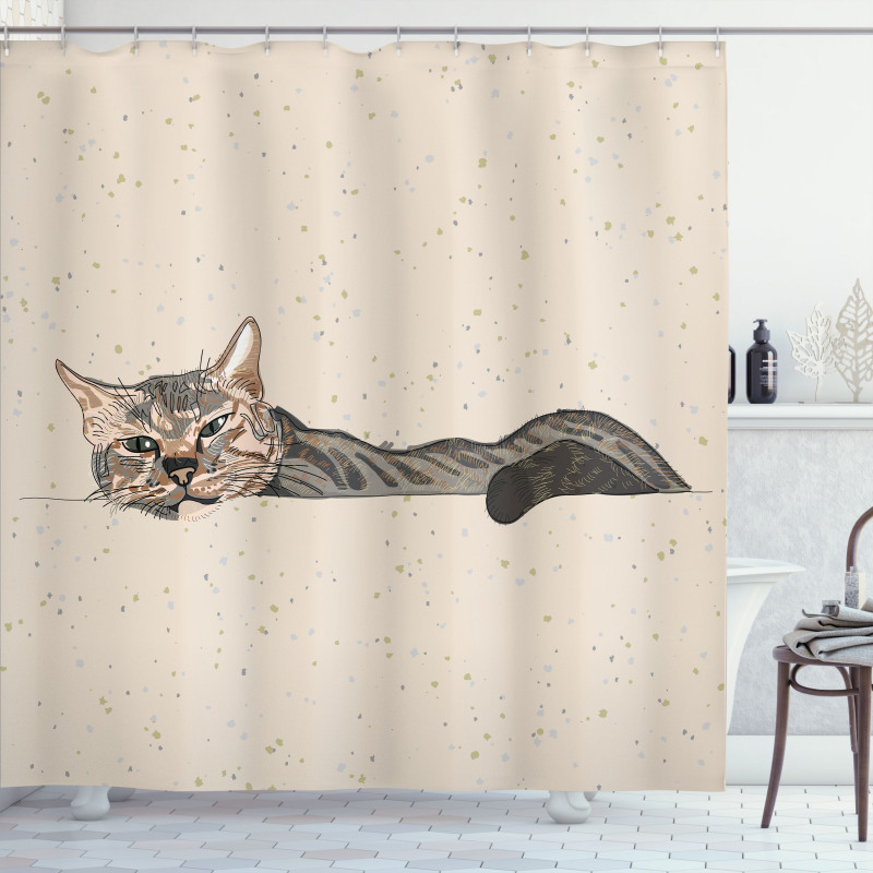 Lazt Sleepy Cat Shower Curtain