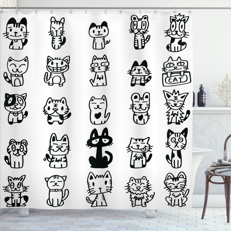 Cats with Happy Faces Shower Curtain