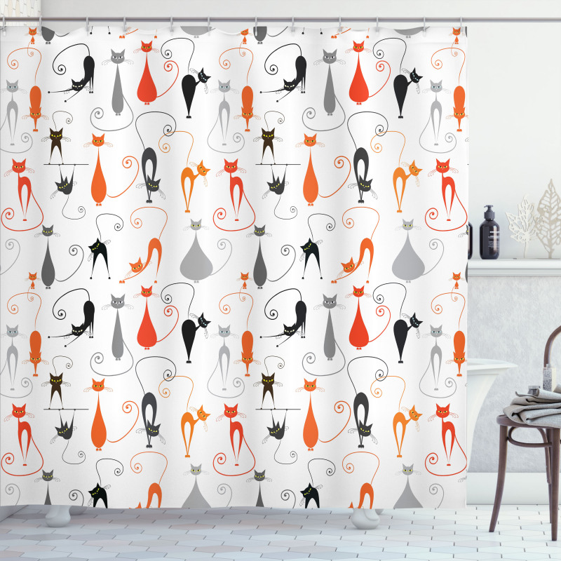 Colored Cats Friends Shower Curtain