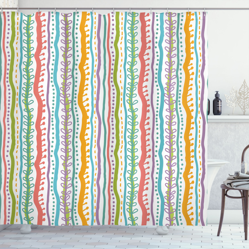 Vertical Swirl Lines Shower Curtain