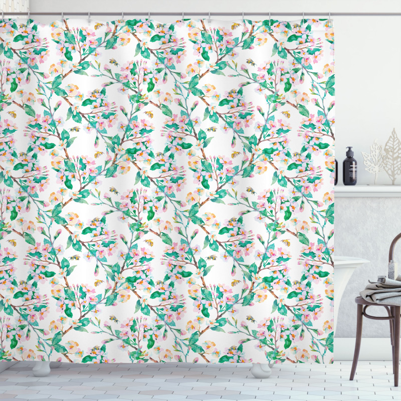 Japanese Spring Blossoms Shower Curtain