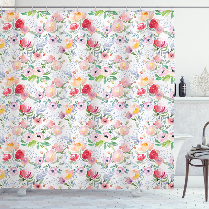 Colored Spring Flowers Shower Curtain
