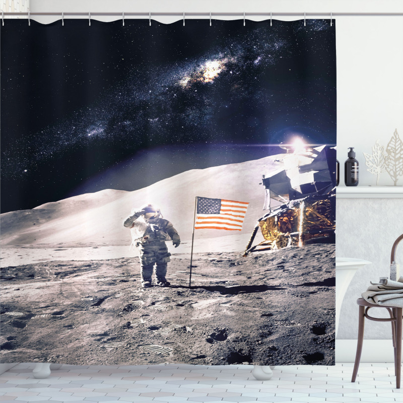Astronaut on Moon Mission Shower Curtain
