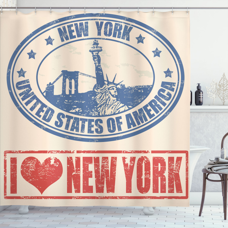 Love NYC in Red Blue Shower Curtain