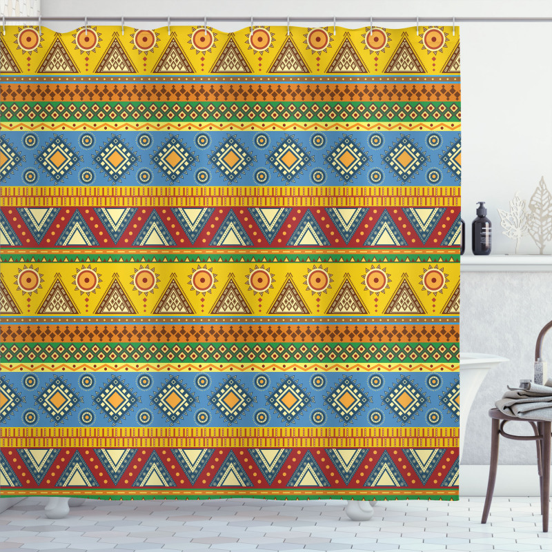 Folk Motif Mexican Sun Shower Curtain