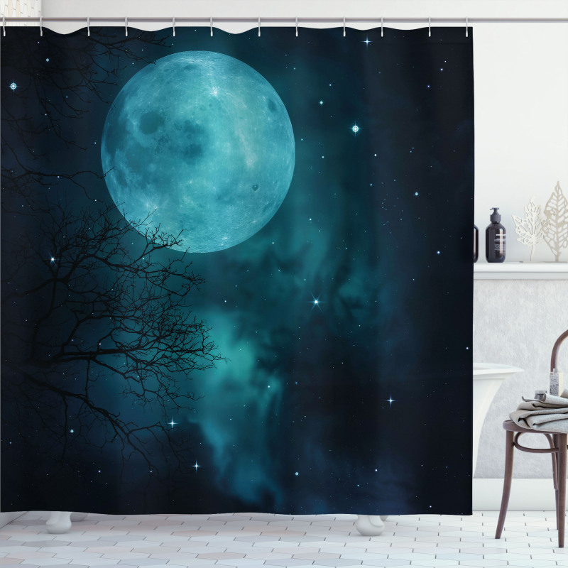 Outer World Cosmos Moon Shower Curtain