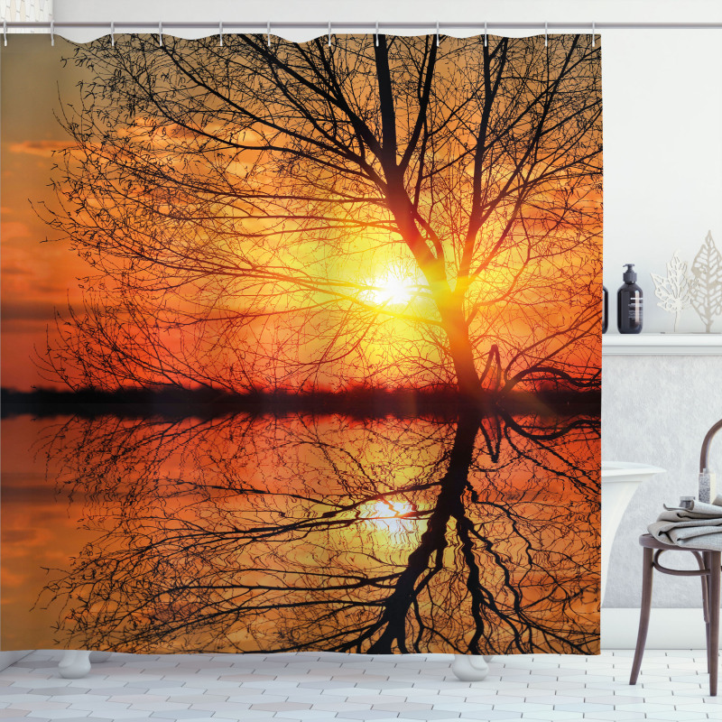 Sunset View with Trees Shower Curtain