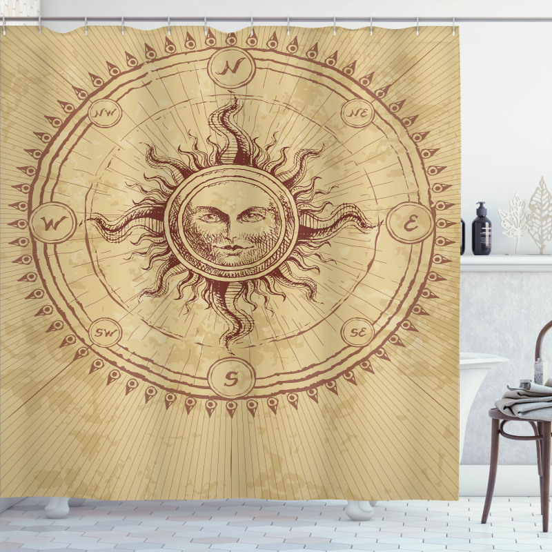 Antique Roman Sun Stone Shower Curtain