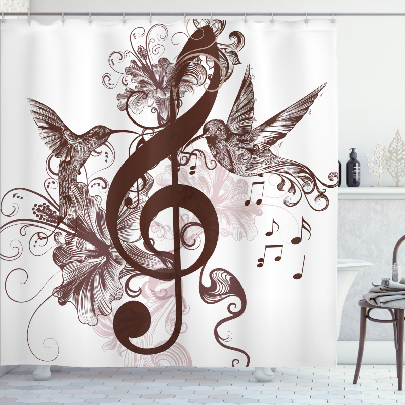 Floral Design with Birds Shower Curtain