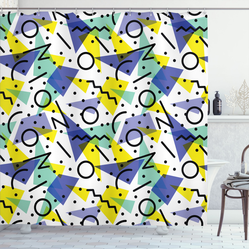 Geometric Retro Theme Shower Curtain