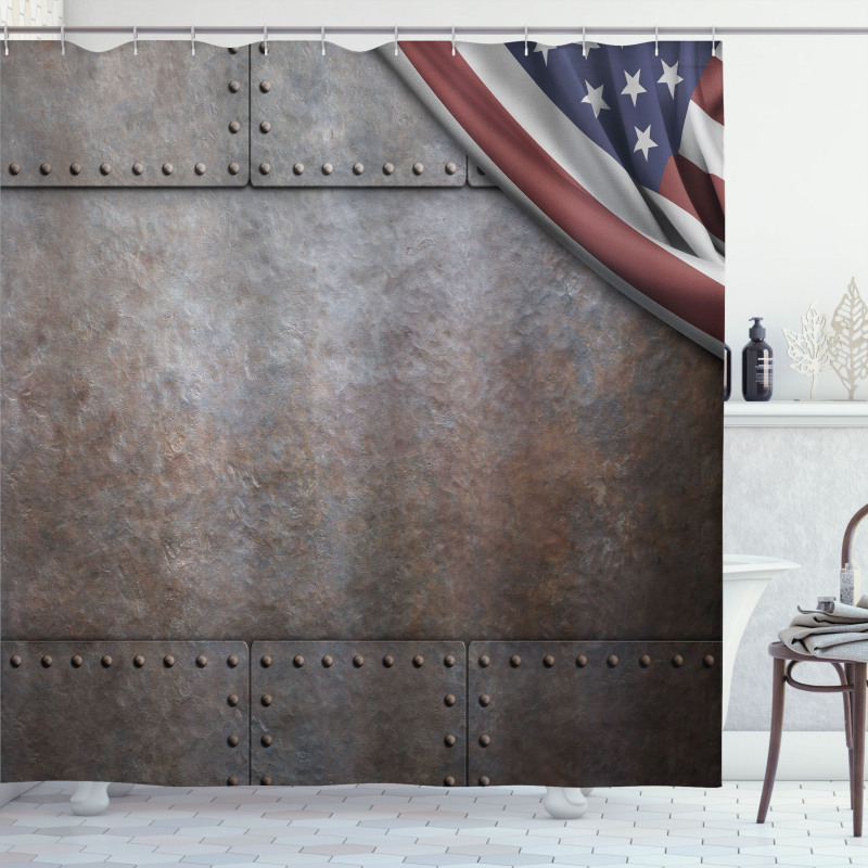 USA Iron Armor Plaque Shower Curtain