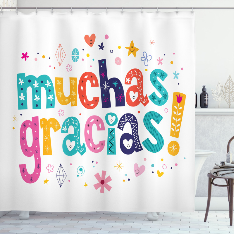 Spanish Thanks Words Shower Curtain