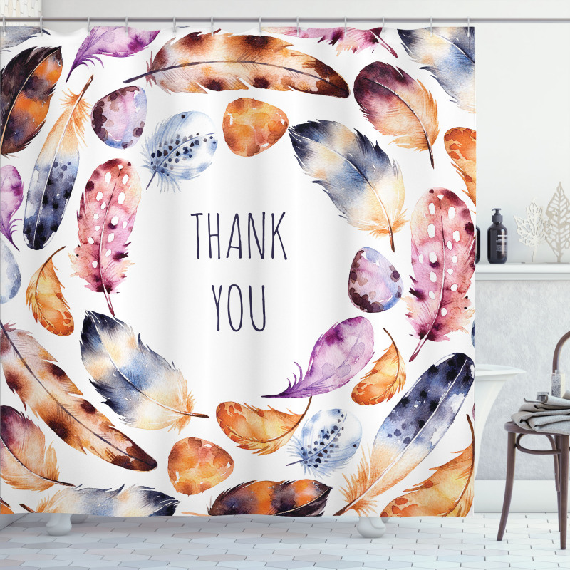 Bird Feathers Thank You Shower Curtain