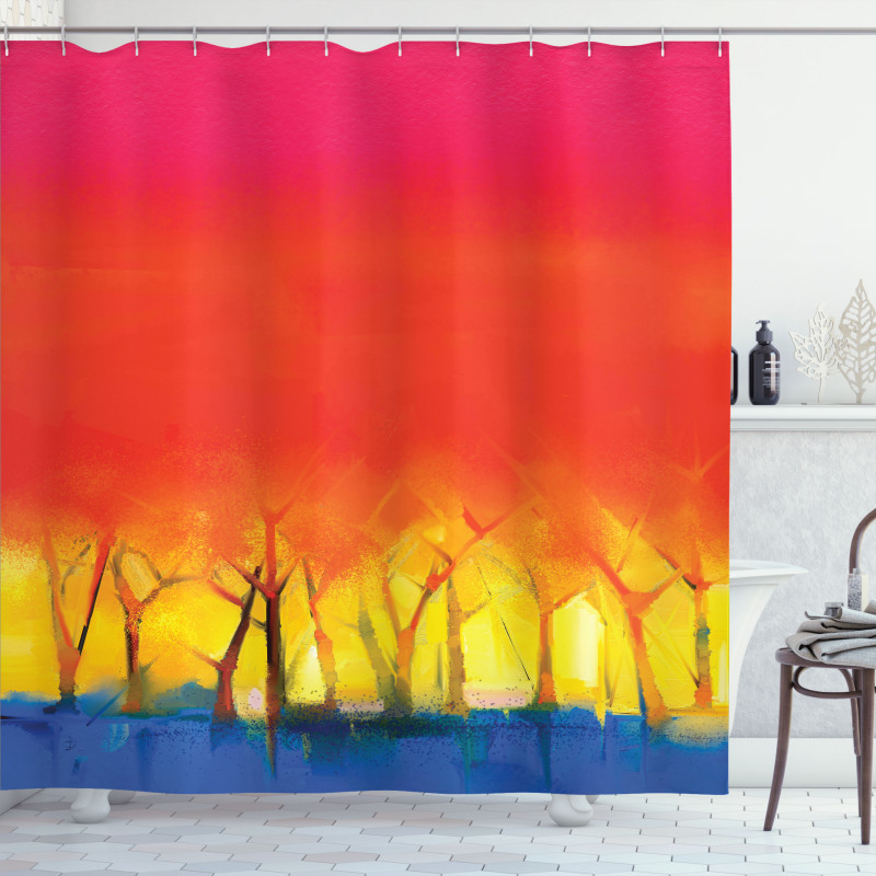 Colorful Abstract Tree Shower Curtain